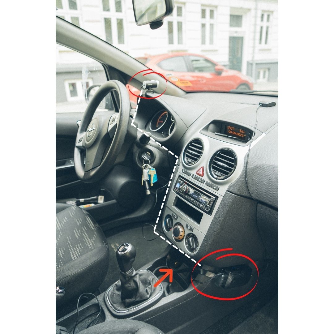 An illustration of how to connect a dash cam to the autopi