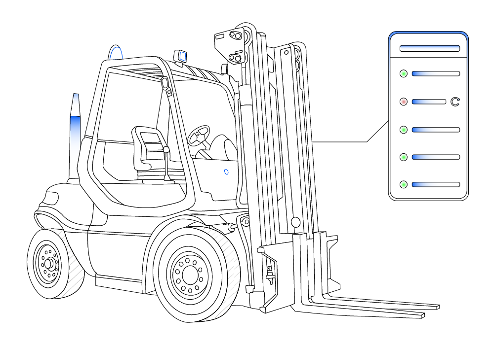 Food and Beverage Industry A forklift showing diagnostics