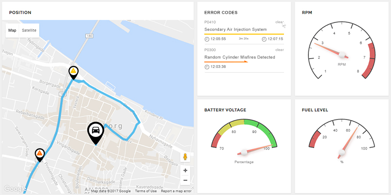 An example of diagnostics shown in widget