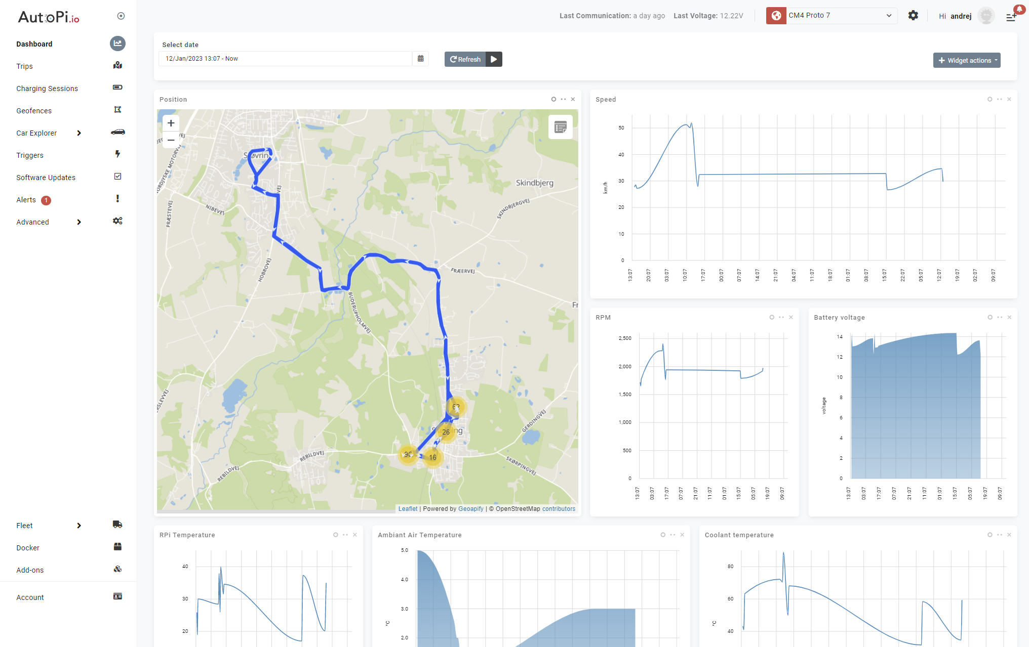 a picture of autopi dashboard that will find your stolen vehicle