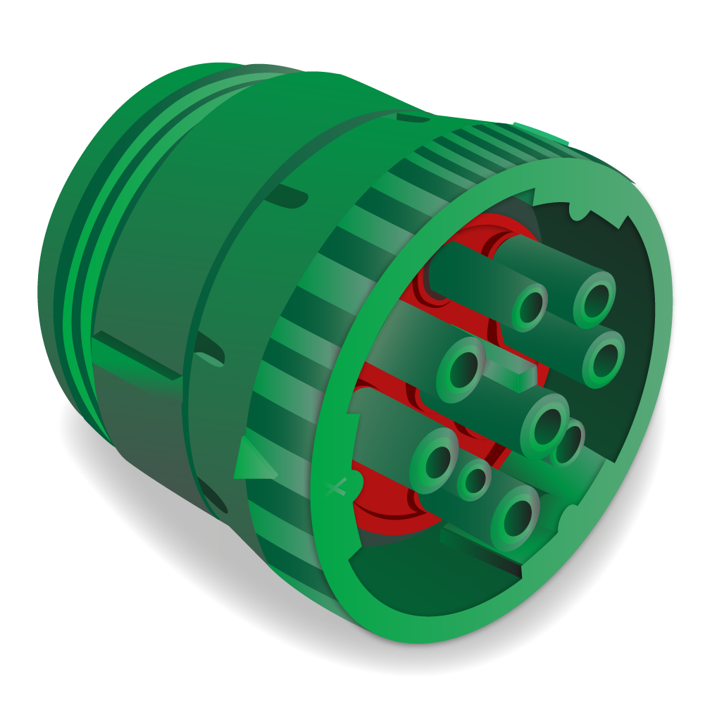An illustration of how the green J1939 connector looks like