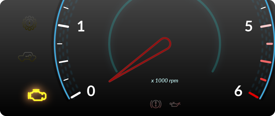 An illustration of a check engine light indicator on a car dashboard