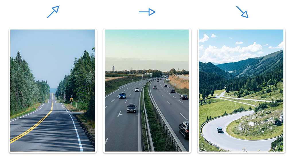 The terrain on which a EV drives influences the range. Uphill terrain will decrease the range faster while downhill terrain can increase the range.